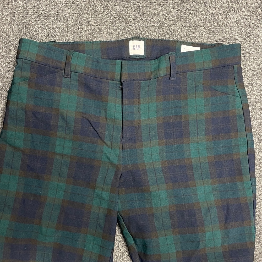 Gap Signature Holiday Skinny Ankle Dress Pant Sz 14 Navy/Green Plaid EUC - Picture 2 of 7